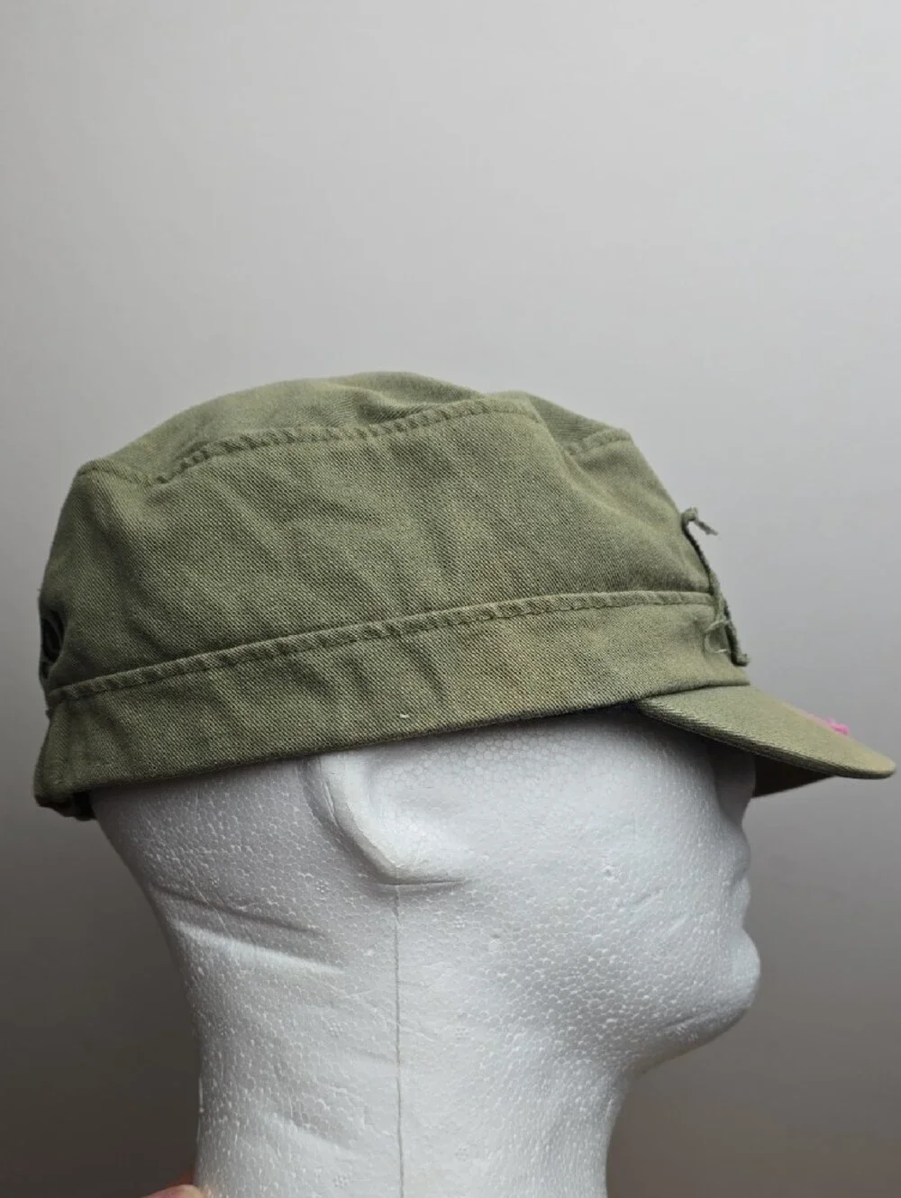 Personalized Disney Olive Green Cap w/ Pink Mickey Patches & 